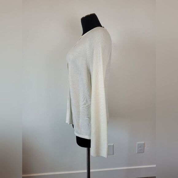 Vintage Carolyn Taylor Cardigan Sweater Cream Soft Knit Preppy Grandma Medium - Picture 3 of 9